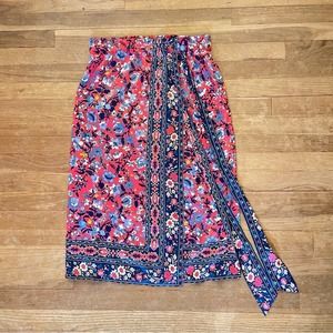 Loft women's floral flower tie waist midi skirt size 4 b27